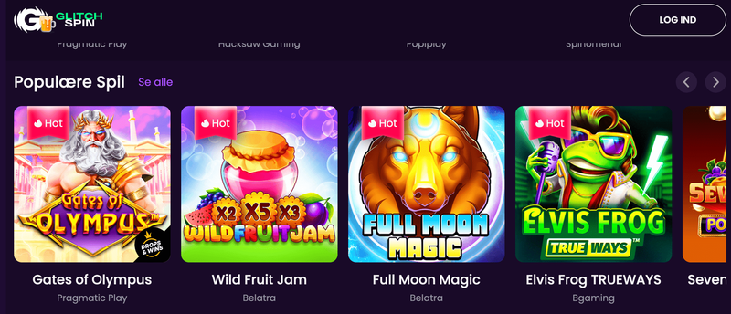 GlitchSpin casino uden ROFUS for danske spillere